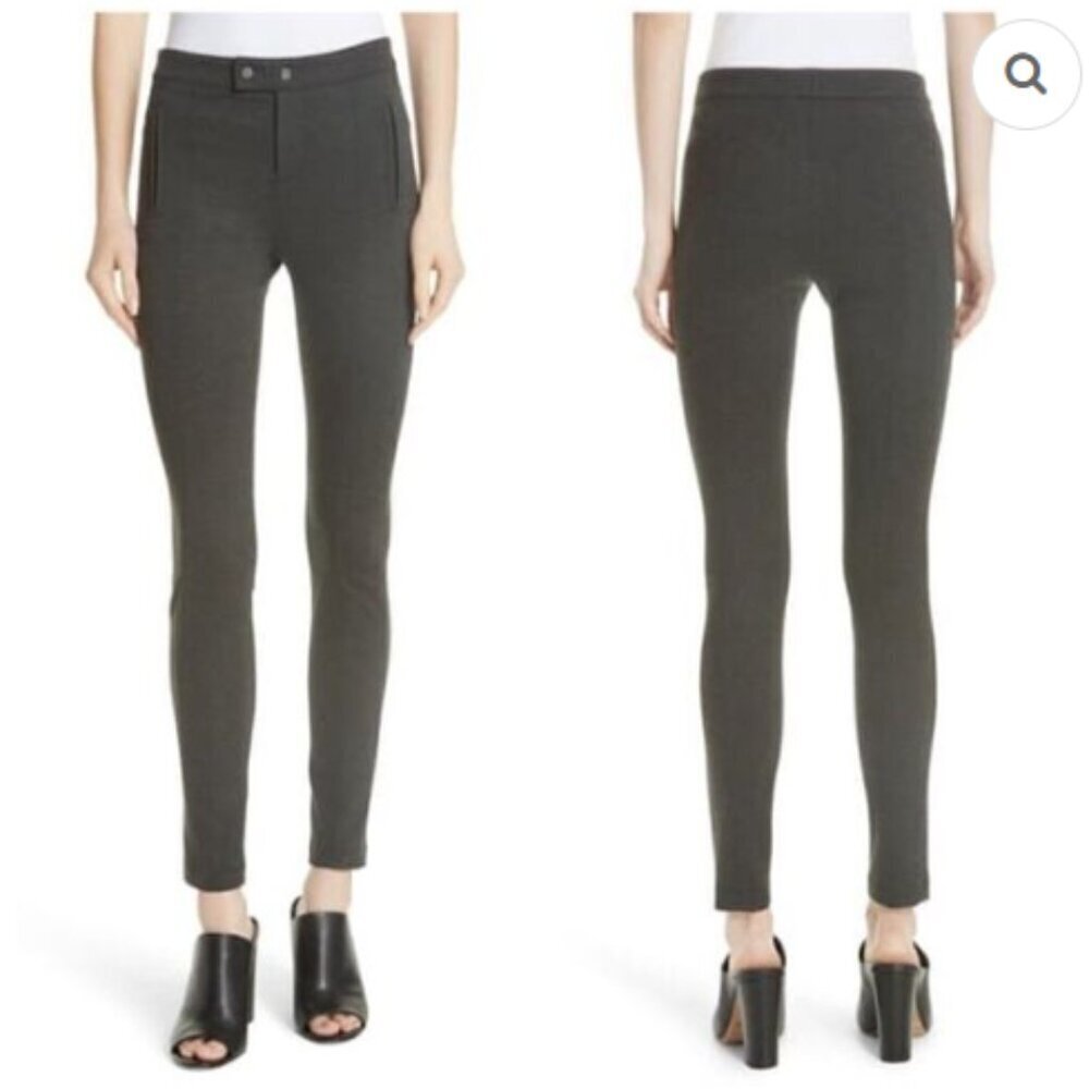 VINCE Women's 4 Charcoal Grey Ponte Stretch Skinny Ski Ankle Pant Trouser